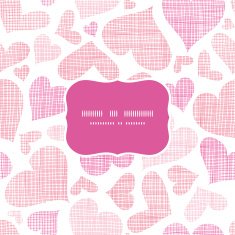 Pink textile hearts horizontal frame seamless pattern background