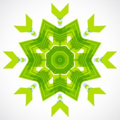 set of abstract green floral pattern
