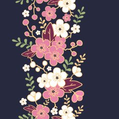 Night sakura garden vertical seamless pattern