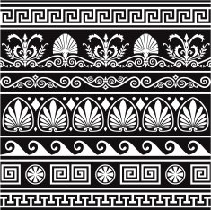 Set of antique greek borders on black