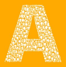 Letter A on Vector Lightbulb Pattern Background