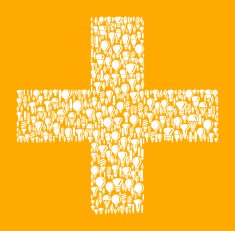 Plus Sign on Vector Lightbulb Pattern Background