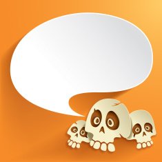 Halloween skull with speech bubble