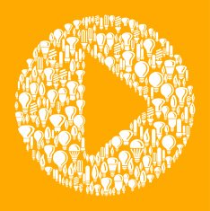 Play Button on Vector Lightbulb Pattern Background