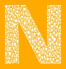 Letter N on Vector Lightbulb Pattern Background