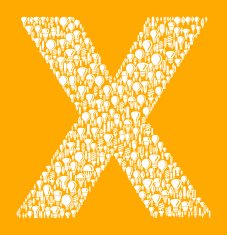 Letter X on Vector Lightbulb Pattern Background