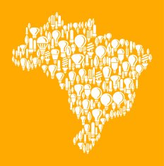 Brazil on Vector Lightbulb Pattern Background