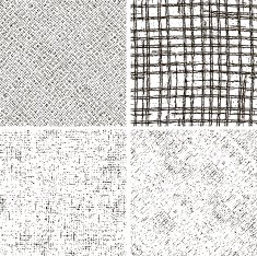 four seamless black and white fabric patterns