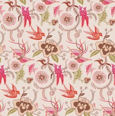 Abstract Floral and Bird Pattern N2