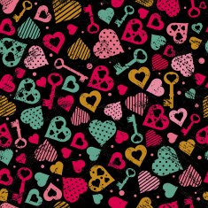 texture with hearts and keys