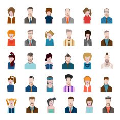 Set avatars flat style men women profession N2