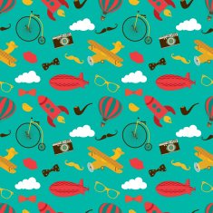 Vintage Air Vehicles Seamless Pattern