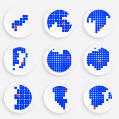set of abstract blue check map pattern for design