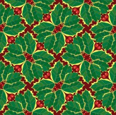 Seamless holly wallpaper pattern (vector & jpeg)
