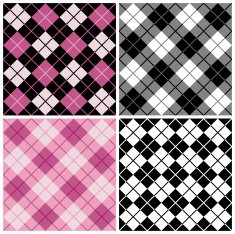 Argyle-Plaid Pattern in Black and Pinks N2