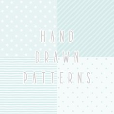 Set of 4 cute blue hand drawn patterns