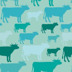 Seamless pattern of blue cow