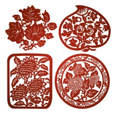 Floral element design in Chinese traditional Paper Cut style (Vector)