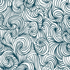 Curly lines hand drawn monochrome vector seamless pattern