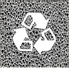 Recycling Symbol on Vector Lightbulb Pattern Background N2