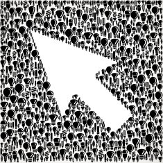 Cursor on Vector Lightbulb Pattern Background