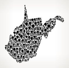 West Virginia State on Vector Lightbulb Pattern Background N2