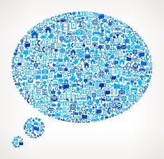 Speech Bubble on vector technology pattern Background