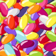 Seamless pattern with jelly beans of various colors Vector illustration