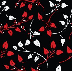 Random Repeating Pattern Of Simple Vines And Leaves