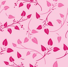 Random Repeating Pattern Of Simple Vines And Leaves Pink Red