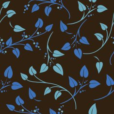 Black And Blue Repeating Pattern Of Simple Vines Leaves