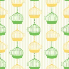 Cute Silhouette Birdcages Repeating Pattern