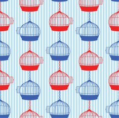 Cute Silhouette Birdcages Repeating Pattern N2