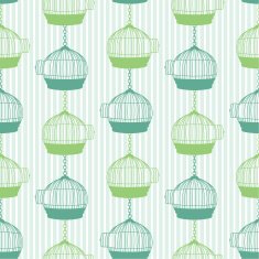Cute Silhouette Birdcages Repeating Pattern N3
