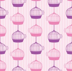 Cute Silhouette Birdcages Repeating Pattern N4