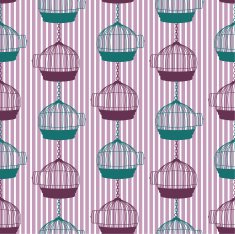Cute Silhouette Birdcages Repeating Pattern N5