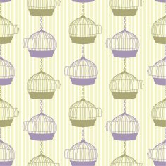 Cute Silhouette Birdcages Repeating Pattern N6