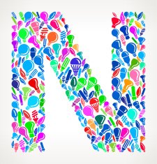 Letter N on Vector Lightbulb Pattern Background N2