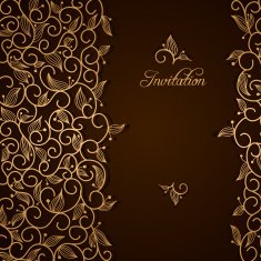 Invitation with gold lace floral ornament