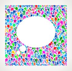 Speech Bubble on Vector Light Bulb Pattern Background N2