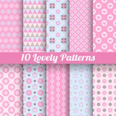 Lovely vector seamless patterns (tiling with swatch)