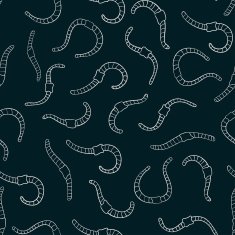 Cartoon seamless pattern with worms