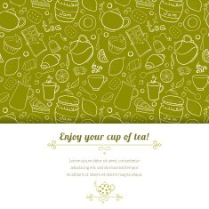 Tea and sweets vector background N6