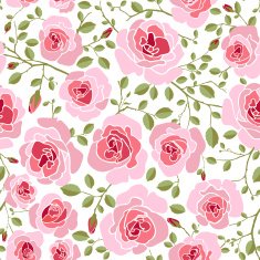 Seamless Rose Pattern on White