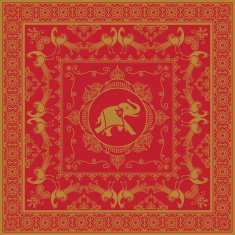 Golden Elephant and Peacocks