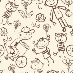 active kid's outdoor recreation monochrome seamless pattern N2