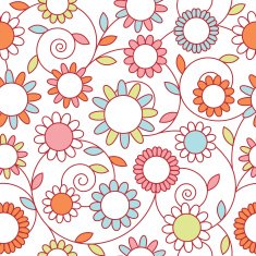 Swirls and Flowers - Seamless Pattern