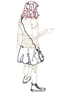 girl teen pointing drawing