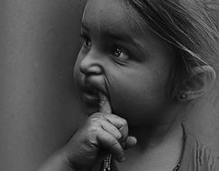 Black and white Portrait of child face