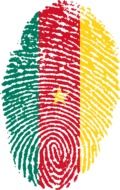 Cameroon flag on top of a fingerprint